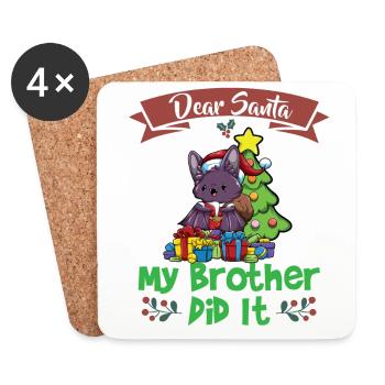 Dear Santa My Brother Did It Siblings Christmas - Coasters (set of 4) - white - Front