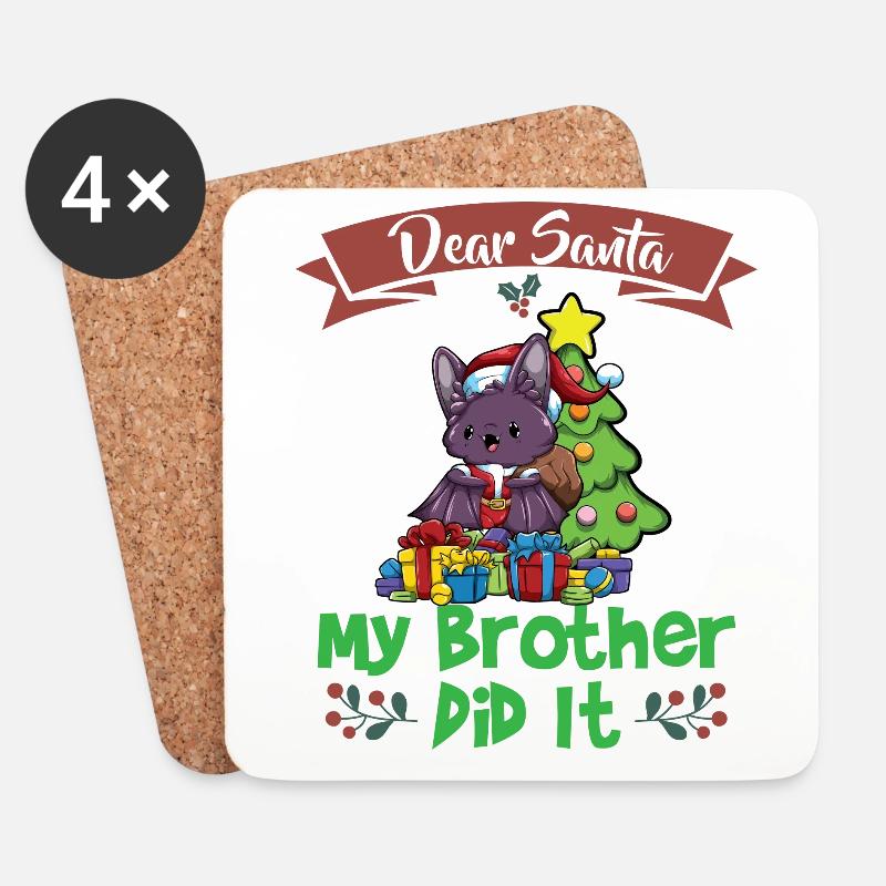 Dear Santa My Brother Did It Siblings Christmas - Untersetzer (4er-Set) - Weiß