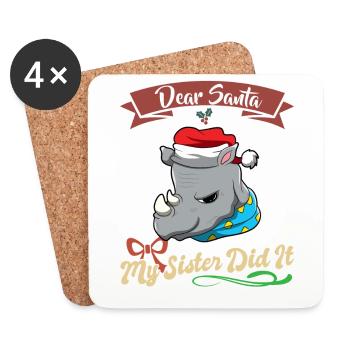Cher Père Noël Ma sœur l’a fait frères et sœurs Noël - Dessous de verre (lot de 4) - blanc - Devant