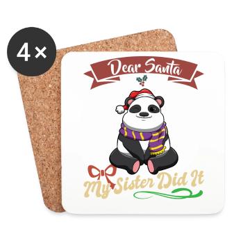 Cher Père Noël Ma sœur l’a fait frères et sœurs Noël - Dessous de verre (lot de 4) - blanc - Devant
