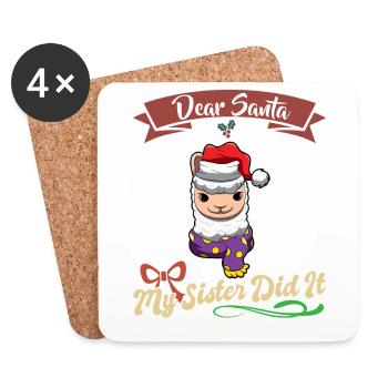 Cher Père Noël Ma sœur l’a fait frères et sœurs Noël - Dessous de verre (lot de 4) - blanc - Devant