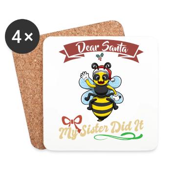 Cher Père Noël Ma sœur l’a fait frères et sœurs Noël - Dessous de verre (lot de 4) - blanc - Devant