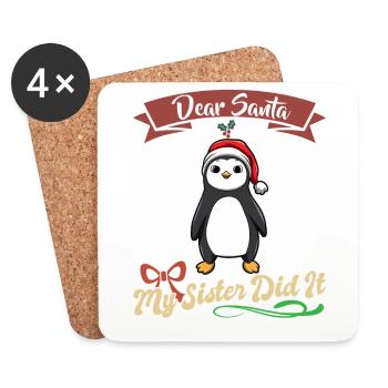 Cher Père Noël Ma sœur l’a fait frères et sœurs Noël - Dessous de verre (lot de 4) - blanc - Devant