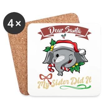 Cher Père Noël Ma sœur l’a fait frères et sœurs Noël - Dessous de verre (lot de 4) - blanc - Devant