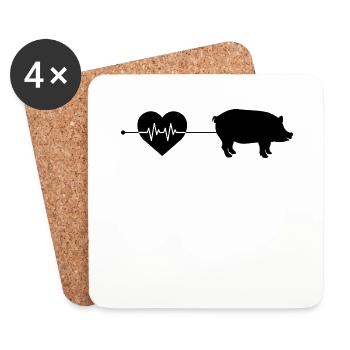 Battement de cœur de porc - Dessous de verre (lot de 4) - blanc - Devant