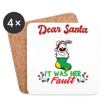 Dear Santa It Was Her Fault Siblings Matching Xmas - Untersetzer (4er-Set) - Weiß - Vorne