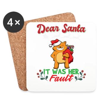 Dear Santa It Was Her Fault Siblings Matching Xmas - Coasters (set of 4) - white - Front