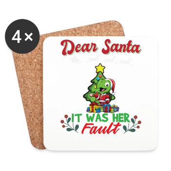 Dear Santa It Was Her Fault Siblings Matching Xmas - Untersetzer (4er-Set) - Weiß - Vorne