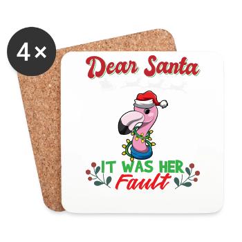 Dear Santa It Was Her Fault Siblings Matching Xmas - Untersetzer (4er-Set) - Weiß - Vorne