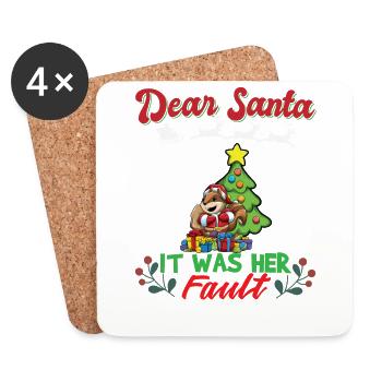 Dear Santa It Was Her Fault Siblings Matching Xmas - Untersetzer (4er-Set) - Weiß - Vorne