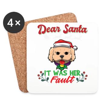 Dear Santa It Was Her Fault Siblings Matching Xmas - Coasters (set of 4) - white - Front