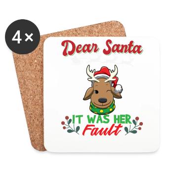 Dear Santa It Was Her Fault Siblings Matching Xmas - Coasters (set of 4) - white - Front