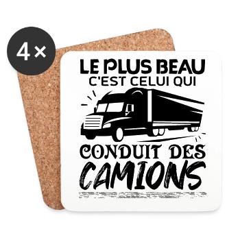 chauffeur camion | Fan de Camions Camionneuses - Dessous de verre (lot de 4) - blanc - Devant