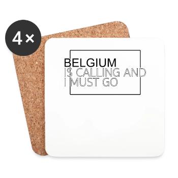 Belgique Dicton - Dessous de verre (lot de 4) - blanc - Devant