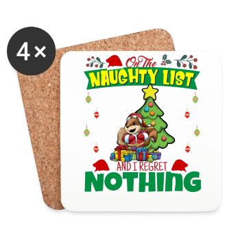 On The Naughty List And I Regret Nothing Santa - Coasters (set of 4) - white - Front