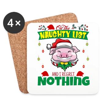 On The Naughty List And I Regret Nothing Santa - Coasters (set of 4) - white - Front