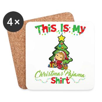 This Is My Christmas Pajama Shirt Xmas Pyjama - Untersetzer (4er-Set) - Weiß - Vorne