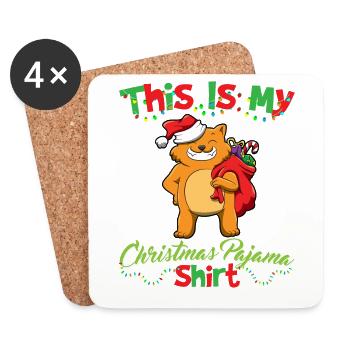 This Is My Christmas Pajama Shirt Xmas Pyjama - Untersetzer (4er-Set) - Weiß - Vorne