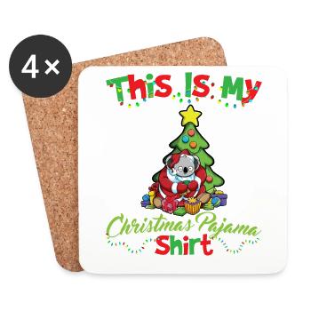 This Is My Christmas Pajama Shirt Xmas Pyjama - Untersetzer (4er-Set) - Weiß - Vorne