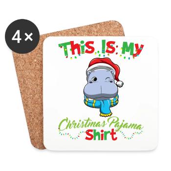 This Is My Christmas Pajama Shirt Xmas Pyjama - Untersetzer (4er-Set) - Weiß - Vorne