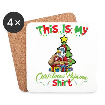 This Is My Christmas Pajama Shirt Xmas Pyjama - Untersetzer (4er-Set) - Weiß - Vorne