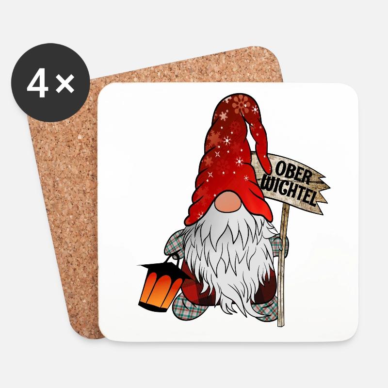 Ober Wichtel Weihnachts Gnom - Untersetzer (4er-Set) - Weiß