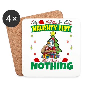 On The Naughty List And I Regret Nothing Santa - Coasters (set of 4) - white - Front