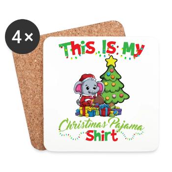 This Is My Christmas Pajama Shirt Xmas Pyjama - Untersetzer (4er-Set) - Weiß - Vorne
