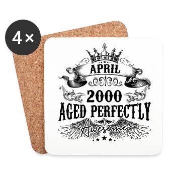 2000 | april Aged Perfectly 2000 Geburtstagsgeschenk - Untersetzer (4er-Set) - Weiß - Vorne