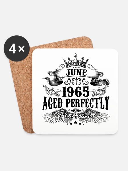 1965 | June Aged Perfectly 1965 birthday gift - Coasters (set of 4) - white