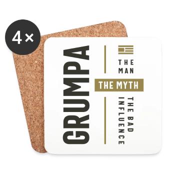 Grumpa Man Myth The Bad Influence - Dad Grandpa - Coasters (set of 4) - white - Front