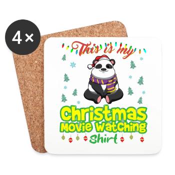 Ceci est ma chemise de film de Noël - Dessous de verre (lot de 4) - blanc - Devant