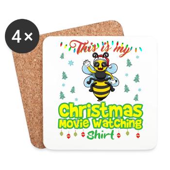 Ceci est ma chemise de film de Noël - Dessous de verre (lot de 4) - blanc - Devant