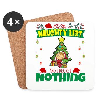On The Naughty List And I Regret Nothing Santa - Coasters (set of 4) - white - Front