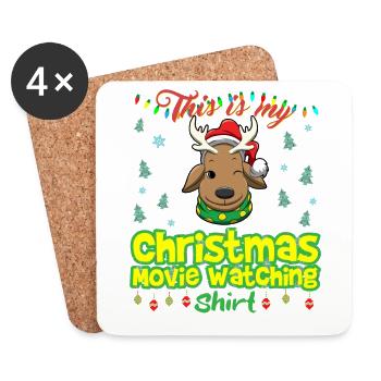 This Is My Christmas Movie Watching Shirt - Coasters (set of 4) - white - Front