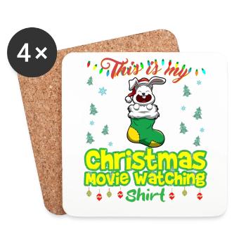 Ceci est ma chemise de film de Noël - Dessous de verre (lot de 4) - blanc - Devant