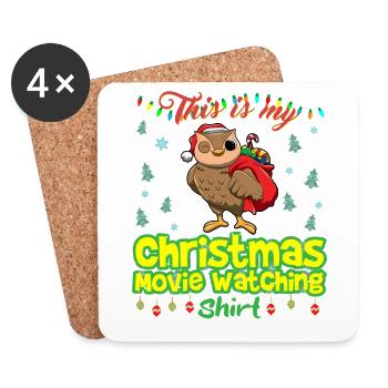 Ceci est ma chemise de film de Noël - Dessous de verre (lot de 4) - blanc - Devant