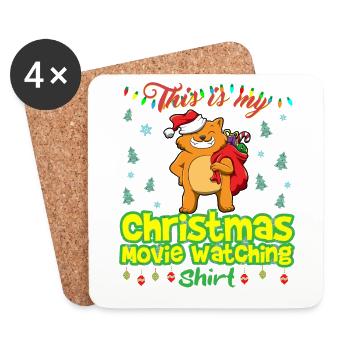 Ceci est ma chemise de film de Noël - Dessous de verre (lot de 4) - blanc - Devant
