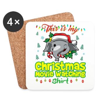 Ceci est ma chemise de film de Noël - Dessous de verre (lot de 4) - blanc - Devant