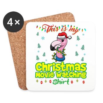 Ceci est ma chemise de film de Noël - Dessous de verre (lot de 4) - blanc - Devant