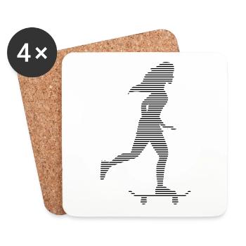 Patineuse - Dessous de verre (lot de 4) - blanc - Devant