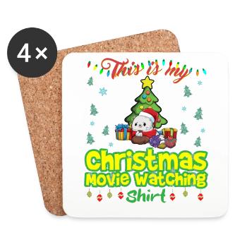 Ceci est ma chemise de film de Noël - Dessous de verre (lot de 4) - blanc - Devant
