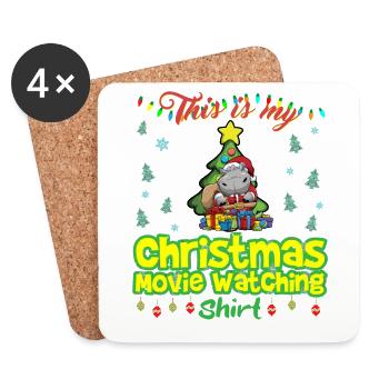 This Is My Christmas Movie Watching Shirt - Coasters (set of 4) - white - Front