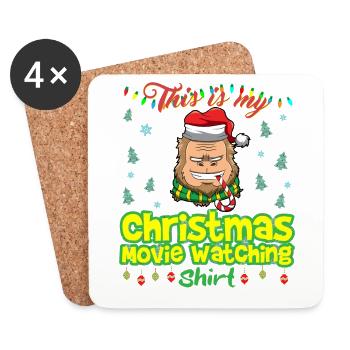 Ceci est ma chemise de film de Noël - Dessous de verre (lot de 4) - blanc - Devant