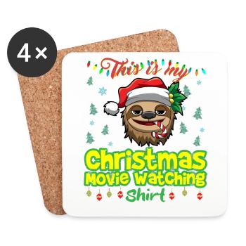 Ceci est ma chemise de film de Noël - Dessous de verre (lot de 4) - blanc - Devant