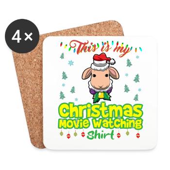 This Is My Christmas Movie Watching Shirt - Coasters (set of 4) - white - Front