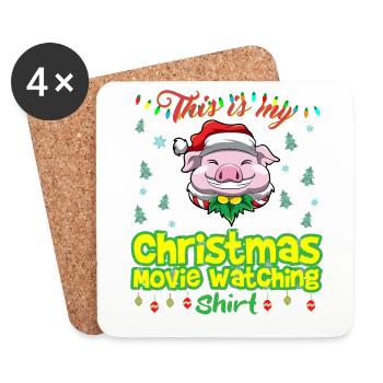 This Is My Christmas Movie Watching Shirt - Coasters (set of 4) - white - Front