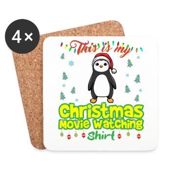 Ceci est ma chemise de film de Noël - Dessous de verre (lot de 4) - blanc - Devant