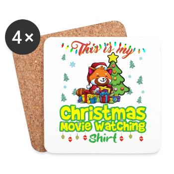 This Is My Christmas Movie Watching Shirt - Coasters (set of 4) - white - Front
