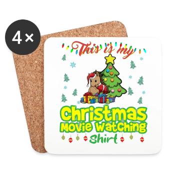 This Is My Christmas Movie Watching Shirt - Coasters (set of 4) - white - Front